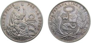 Peru Republic 1935 1 Sol Silver (.500) ... 