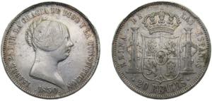 Spain Kingdom 1850 20 Reales - Isabel II ... 