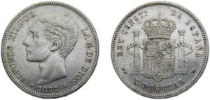 Spain Kingdom 1877 *18-77 DEM 5 Pesetas - ... 