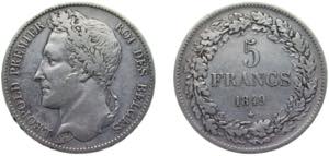 Belgium Kingdom 1849 5 Francs - Léopold I ... 