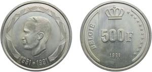 Belgium Kingdom 1991 500 Francs - Baudouin I ... 