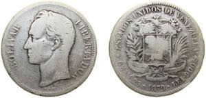 Venezuela 1879 5 Bolívares Silver (.900) ... 