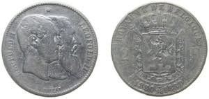 Belgium Kingdom 1880 2 Francs - Léopold II ... 