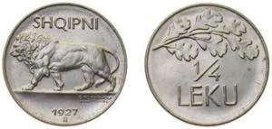 Albania First Republic 1927 R ¼ Leku ... 