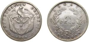 Colombia Granadine Confederation 1860 1 Peso ... 