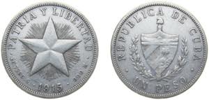 Cuba First Republic 1915 1 Peso Silver ... 