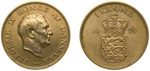 Denmark Kingdom 1959 C♥S 1 Krone - ... 