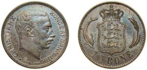 Denmark Kingdom 1916 VBP;AH 1 Krone - ... 