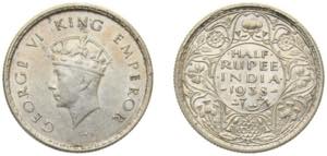 India India - British Raj 1938 • ½ Rupee ... 