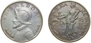 Panama Republic 1934 1 Balboa Silver (.900) ... 