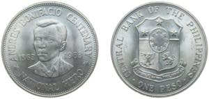 Philippines Republic 1963 1 Peso (Andrés ... 