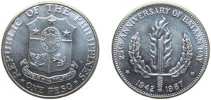 Philippines Republic 1967 1 Peso (Bataan ... 