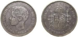 Puerto Rico Spanish colony 1895 PGV 1 Peso ... 