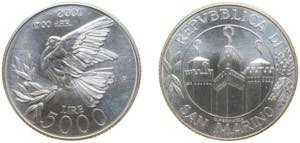 San Marino Republic 2001 R 5000 Lire (Peace) ... 