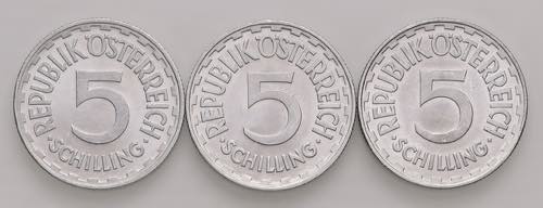 3x 5 Schilling, 1952  2. Republik ... 