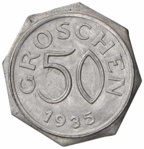 50 Groschen, 1935 1. Republik 1918 - 1933 - ... 