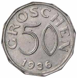 50 Groschen, 1936 1. Republik 1918 - 1933 - ... 