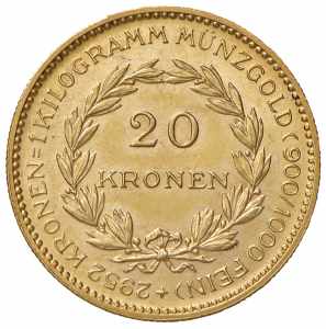 20 Zollkronen, 1923 1. Republik 1918 - 1933 ... 