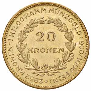 20 Zollkronen, 1924 1. Republik 1918 - 1933 ... 
