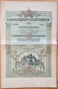 Stadttheater Wien Österreich. 100 Gulden, ... 
