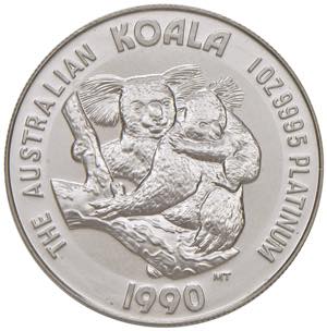 100 Dollar, 1990 Australien. 1 Unze Platin, ... 