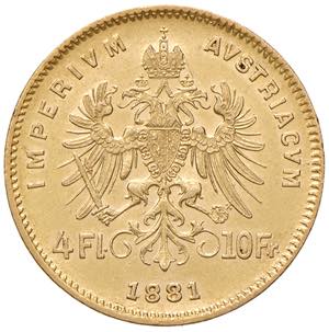 Franz Joseph 1848 - 1916 4 Gulden, 1881. ... 