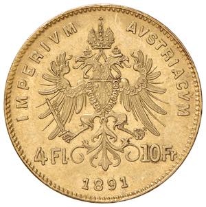Franz Joseph 1848 - 1916 4 Gulden, 1891. ... 