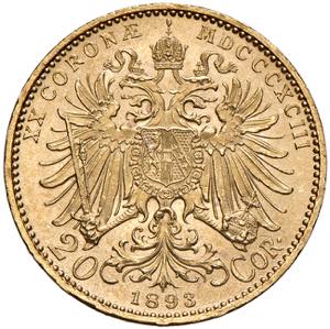 Franz Joseph I. 1848 - 1916 20 Kronen, 1893. ... 