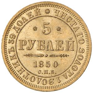 Nikolaus I. 1825 - 1855 Russland. 5 Rubel, ... 