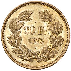 Eidgenossenschaft Schweiz. 20 Franken, 1873 ... 