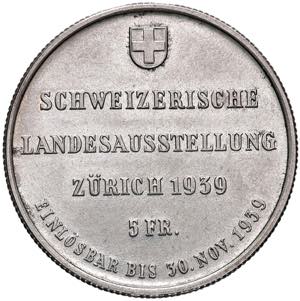 5 Franken, 1939  Schweiz, Eidgenossenschaft. ... 