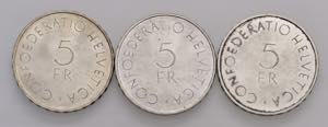 3x 5 Franken, 1963 B  Schweiz, ... 