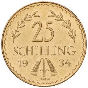 25 Schilling, 1934  1. Republik 1918 - 1933 ... 
