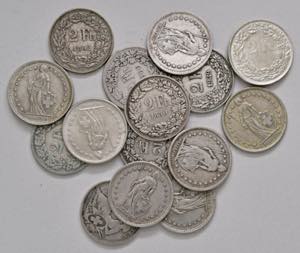 Lot Münzen Ausland, Schweiz. 15 Stück ... 