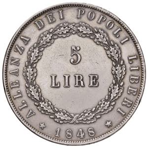 Ferdinand I. 1835 - 1848 5 Lire, 1848 V. ... 