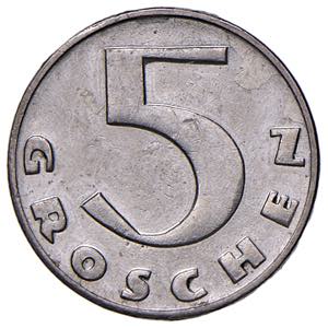 1. Republik 1918 - 1933 - 1938 5 Groschen, ... 