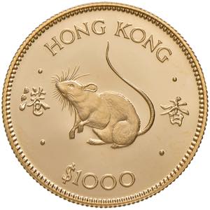 1.000 Dollar Gold, 1984 Hong Kong. Lunar ... 