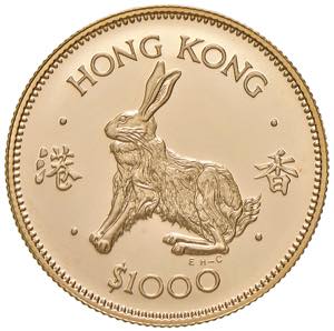 1.000 Dollar Gold, 1987 Hong Kong. Lunar ... 