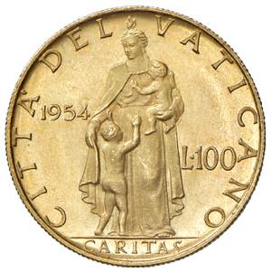 Pius XII. 1939 - 1958 Vatikan. 100 Lire, ... 