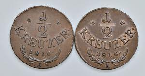 Franz I. 1806 - 1835 2x 1/2 Kreuzer, 1816. A ... 