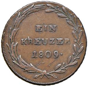 Franz I. 1806 - 1835 1 Kreuzer, 1809. Hall ... 