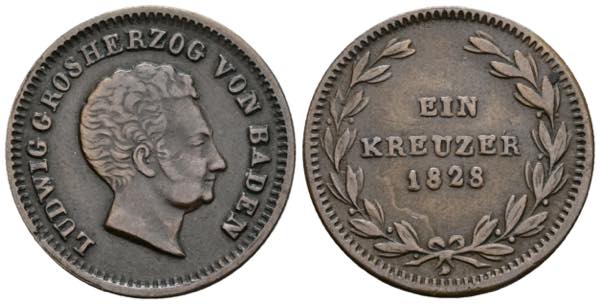 Ludwig 1818-1830 Baden. 1 Kreuzer, ... 