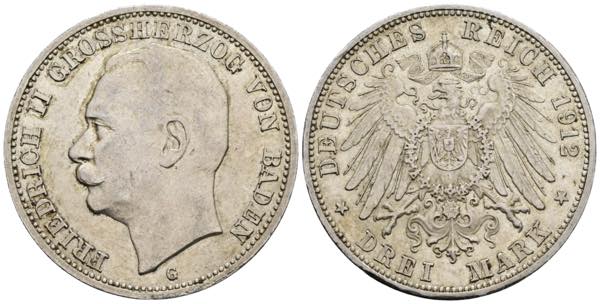 Friedrich II. 1907-1918 Baden. 3 ... 