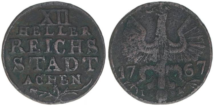 Reichsstadt Aachen. 12 Heller, ... 