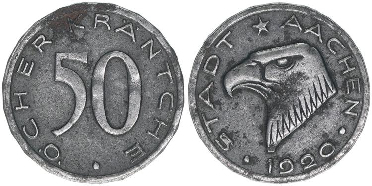 Notgeld Aachen. 50 Pfennige, 1920. ... 