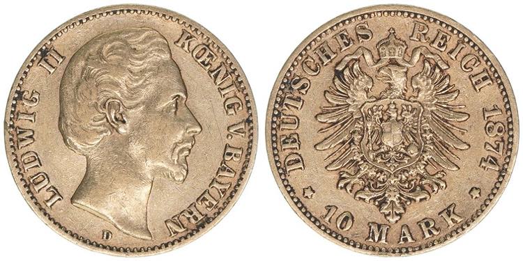 Ludwig II. 1864-1886 Bayern. 10 ... 