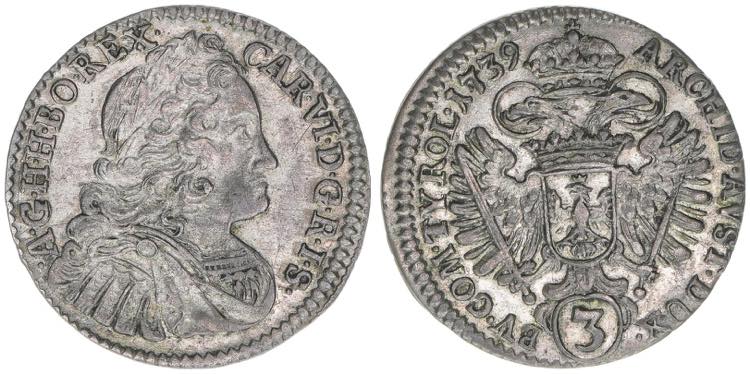 Karl VI. 1712-1740 3 Kreuzer, ... 