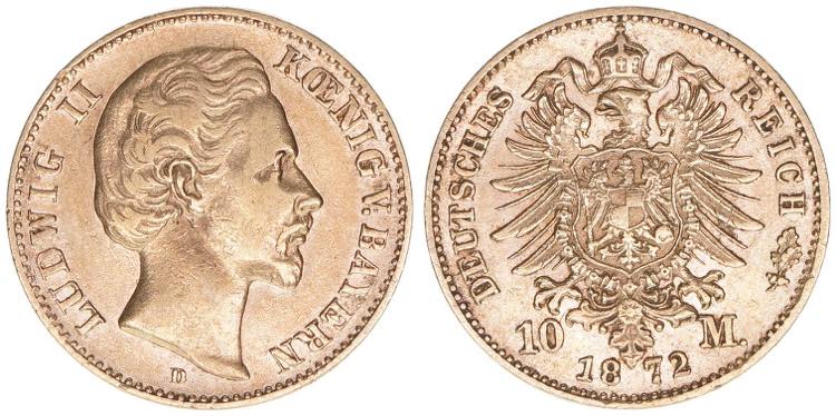 Ludwig II. 1864-1886 Bayern. 10 ... 