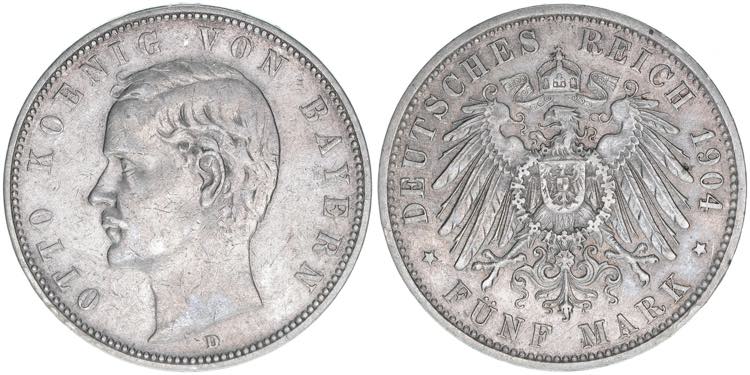 Otto 1886-1913 Bayern. 5 Mark, ... 