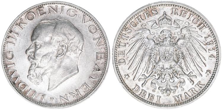 Ludwig III. 1913-1918 Bayern. 3 ... 